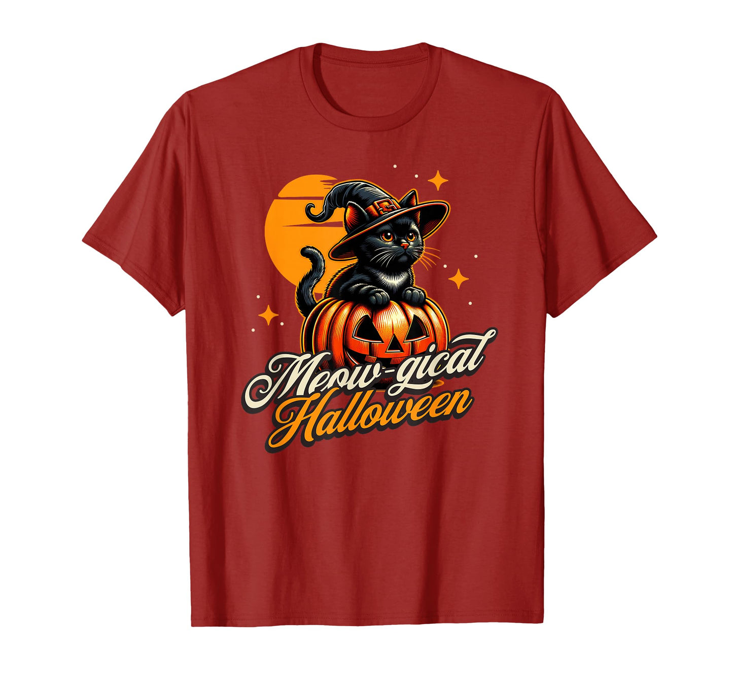 Halloween - Magical Black Cat Witch Pumpkin T-Shirt