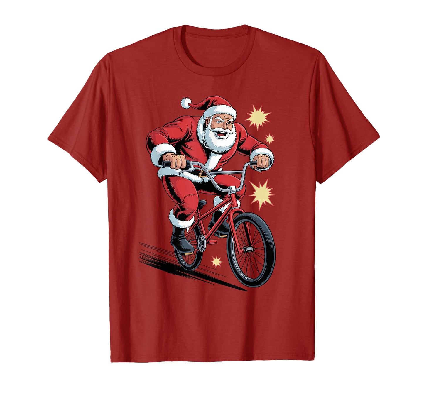 Santa Riding BMX Funny Sport Lovers Christmas Holiday Xmas T-Shirt