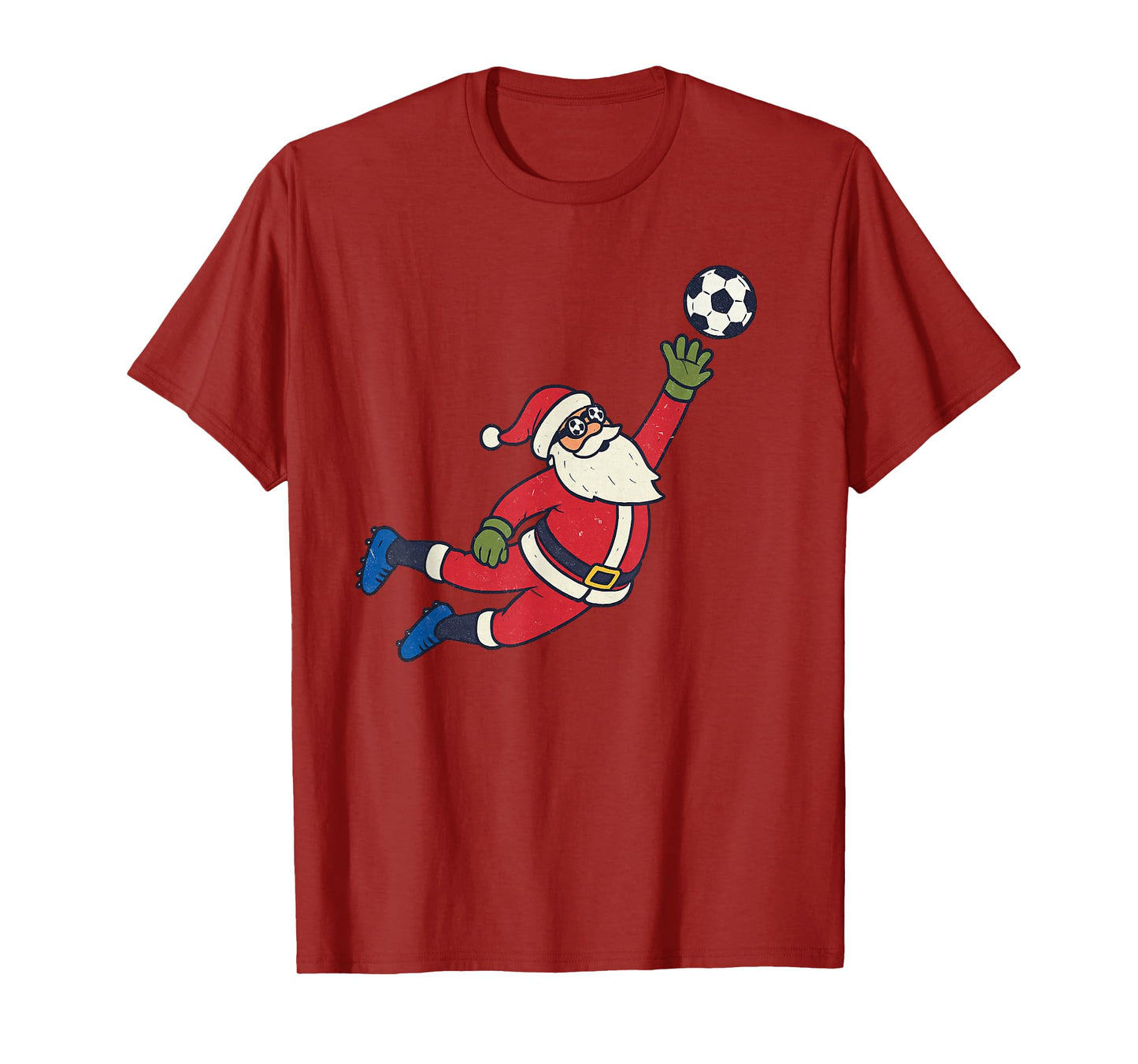 Santa Playing Soccer Christmas Vintage Funny Xmas Holiday T-Shirt
