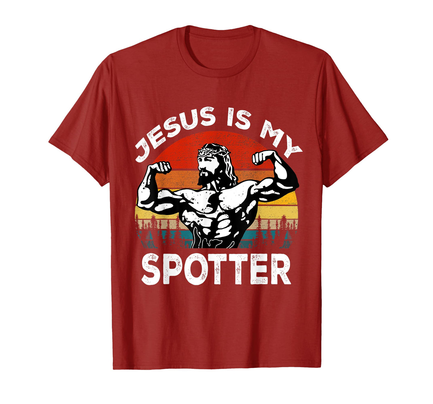 Jesus Is My Spotter Funny Workout Religious Christian Gym T-Shirt