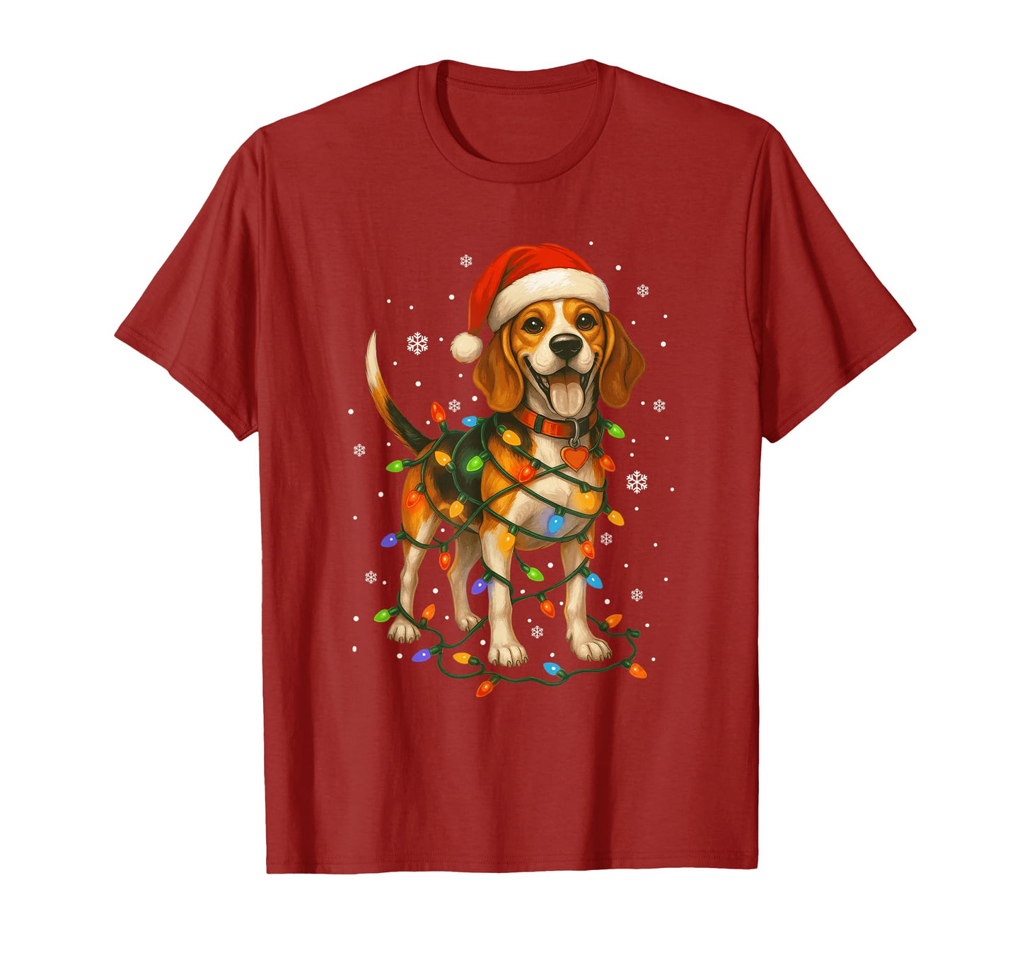 Foxhound Dog Santa Hat Christmas Lights Xmas Men Boys Kids T-Shirt