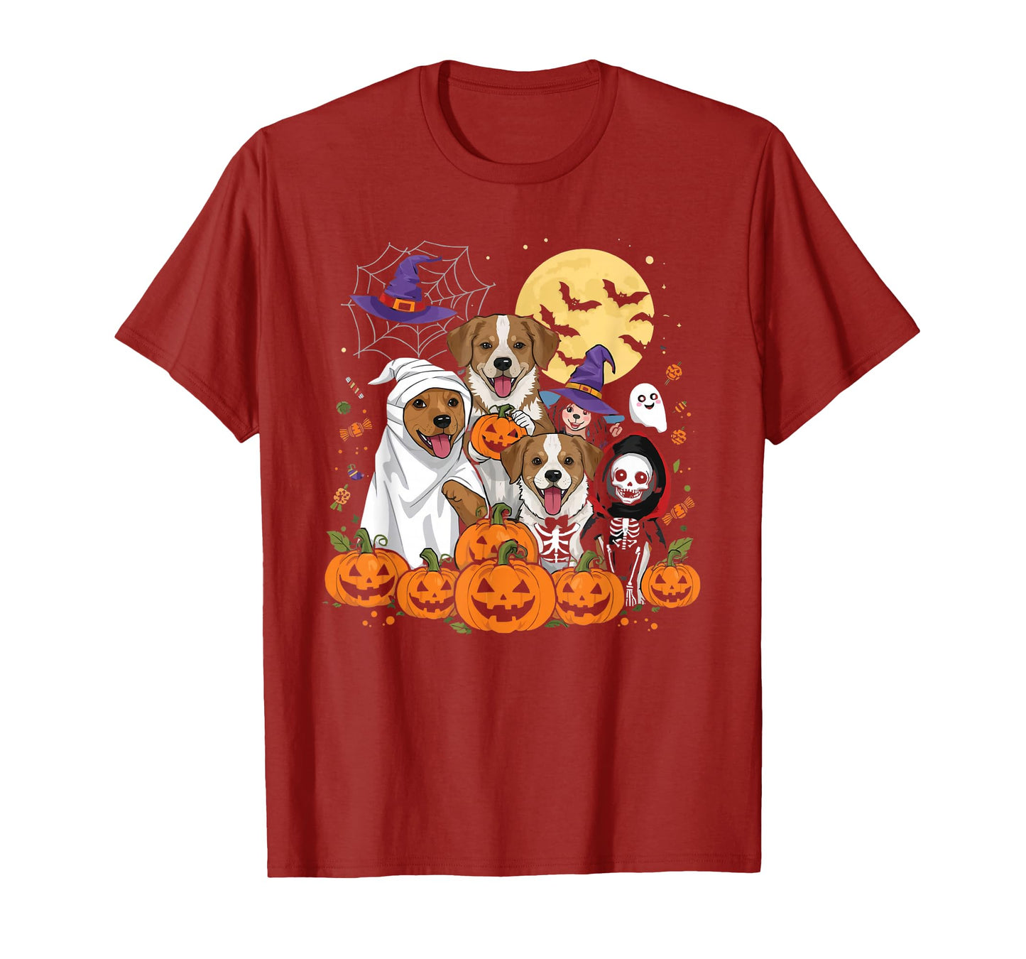 Cute Mummy Witch Ghost Halloween Dog Costume Men Women Kids T-Shirt