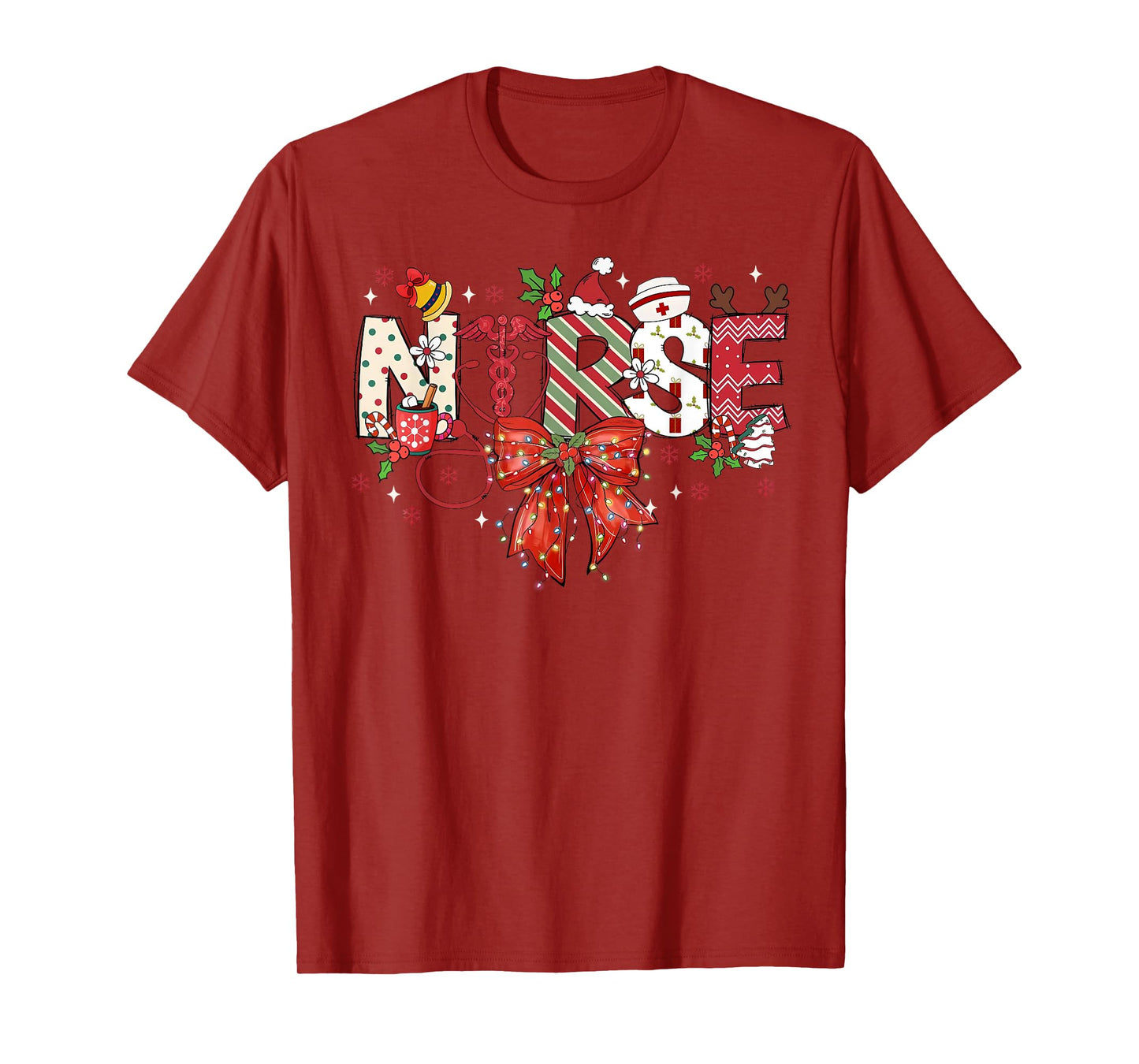 Stethoscope Coquette Bow Nurse Merry Christmas Xmas Holiday T-Shirt