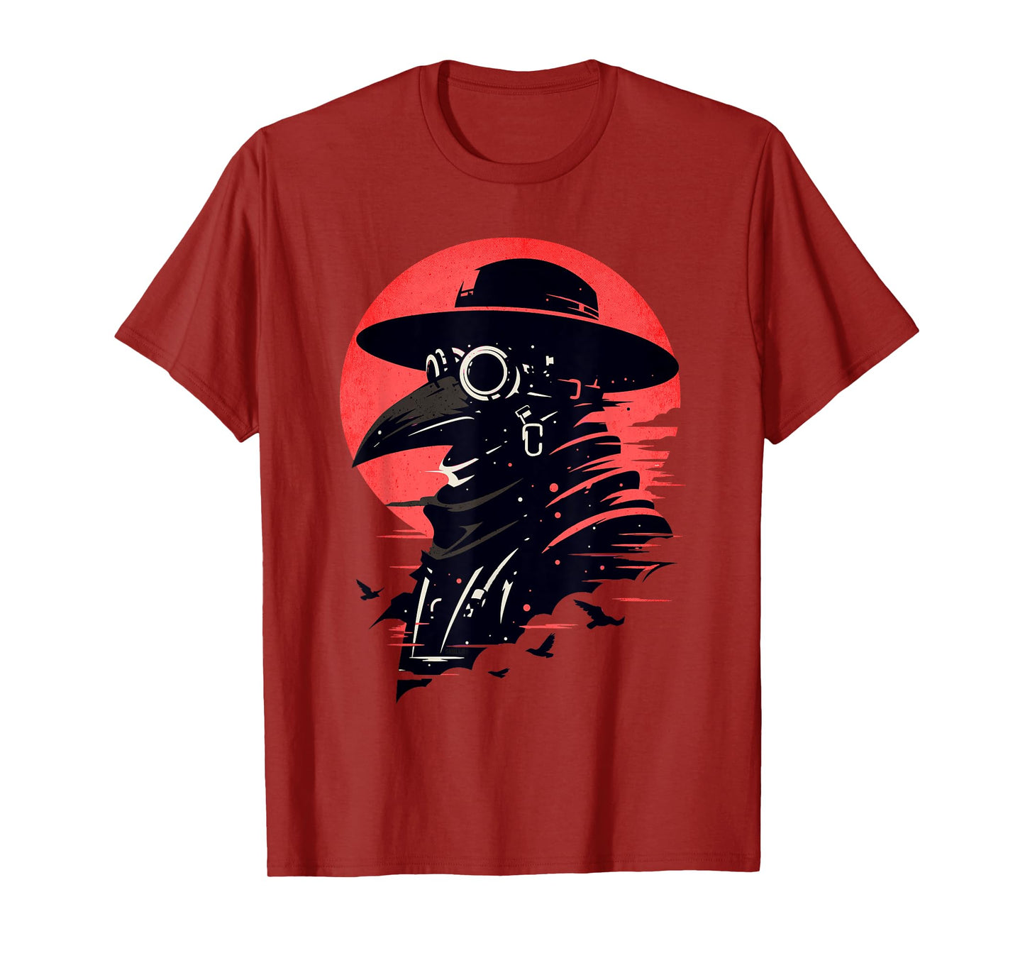 Gothic Mask Graphic Steam Punk Themed Plague Doctor Design T-Shirt