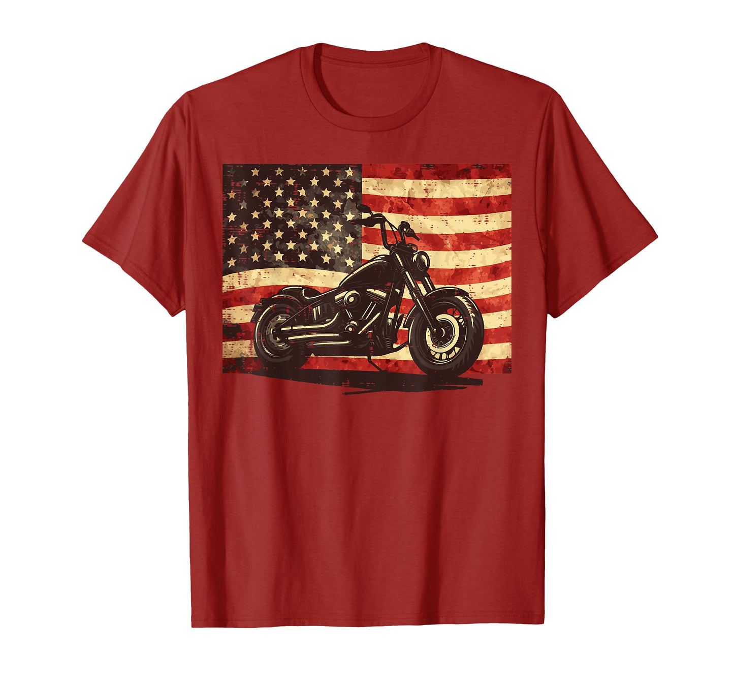 Motorcycle US Flag Vintage Patriot Biker Men Boys Kids Women T-Shirt