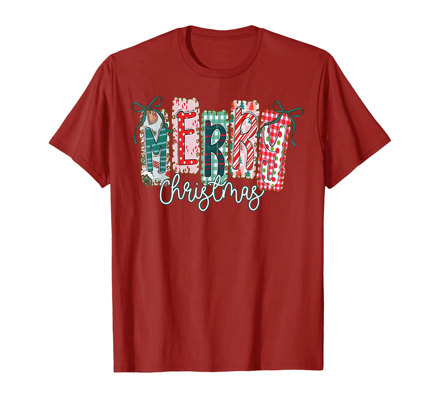 Coquette Bow Merry Christmas Preppy Xmas Pajamas Women Kids T-Shirt