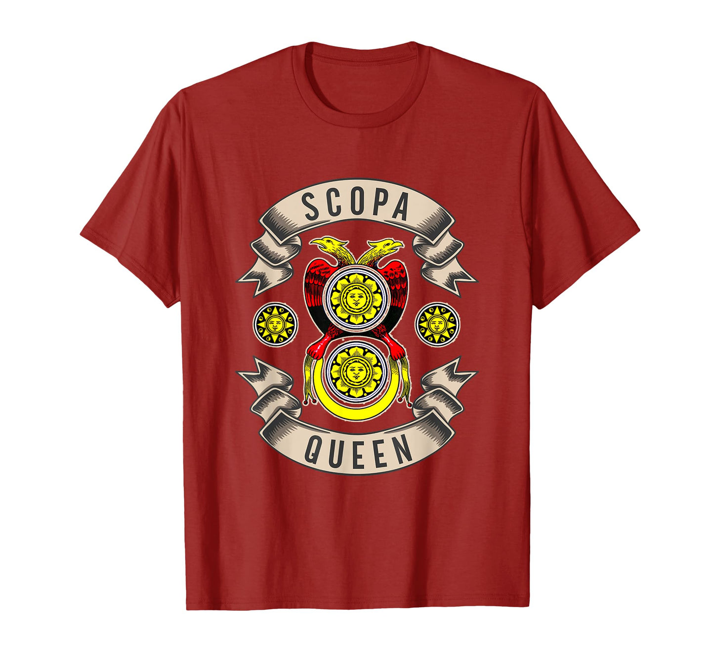 Scopa Queen Italian Card Game Girls Vintage Sun Women T-Shirt