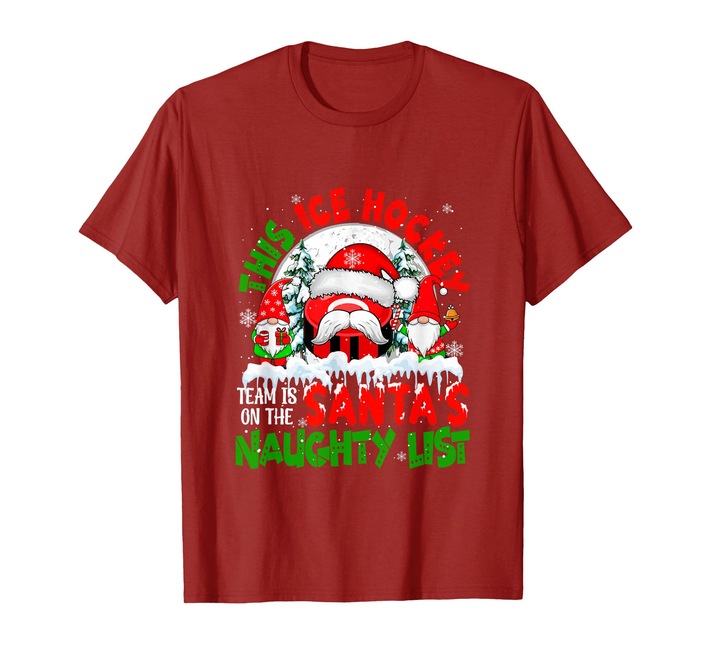 Ice Hockey Team is On Santa's Xmas Naughty List Funny Player T-Shirt