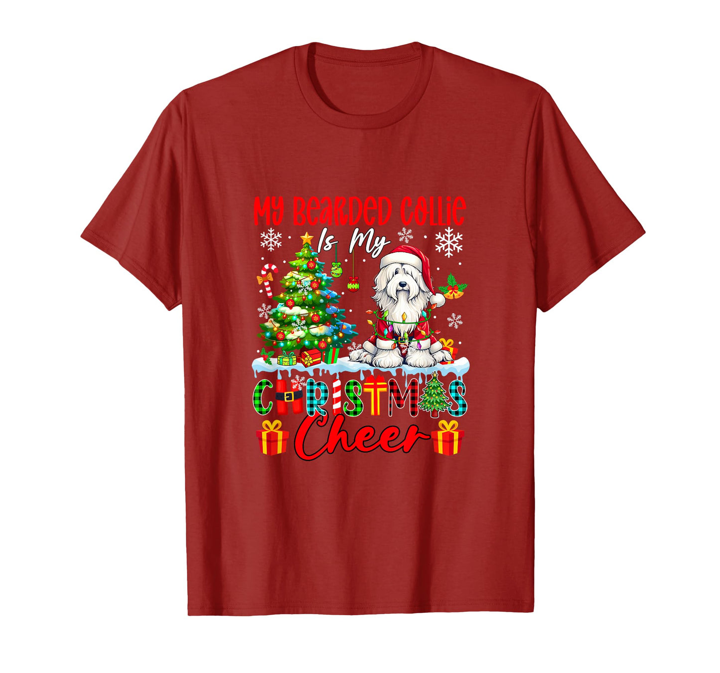 My Bearded Collie is My Xmas Cheer Funny Santa Dog Owner T-Shirt