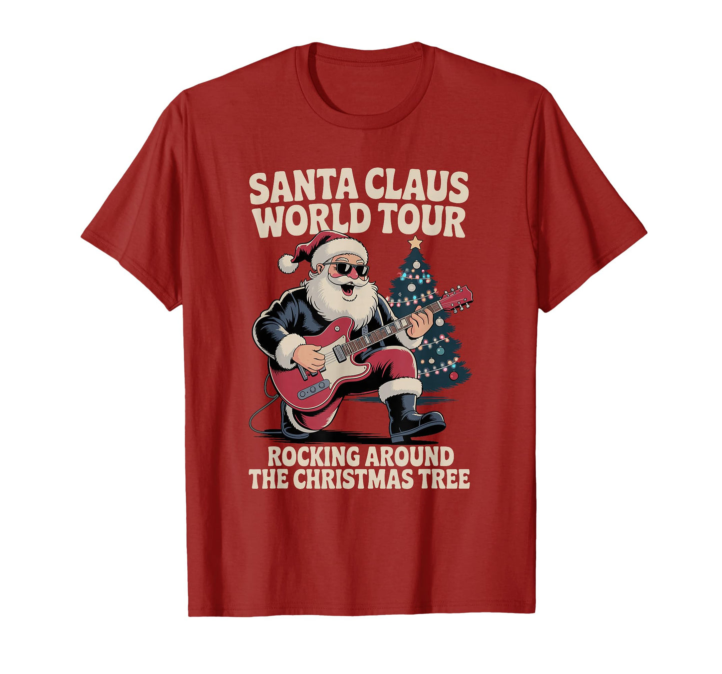 Santa Claus World Tour Rocking Around The Christmas Tree T-Shirt