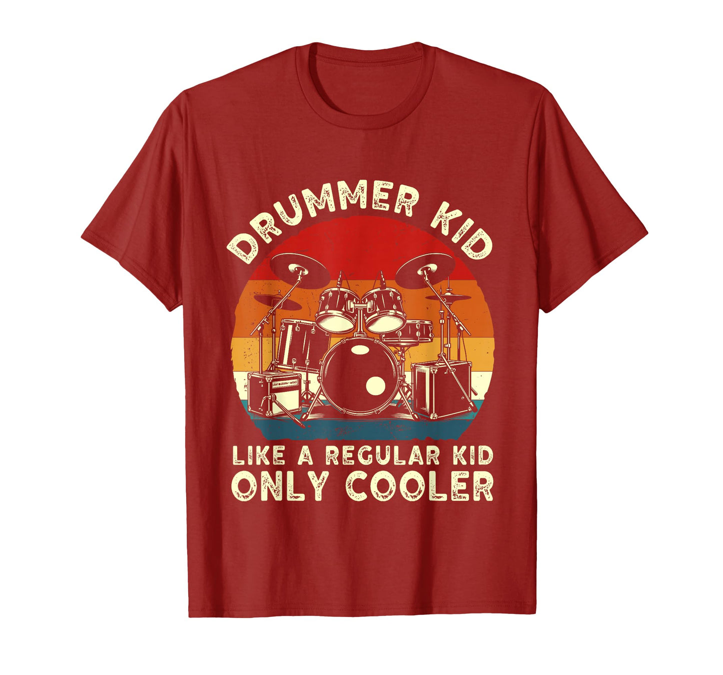 Drummer kid drum set drummer drumming art for Boys Girls Kid T-Shirt
