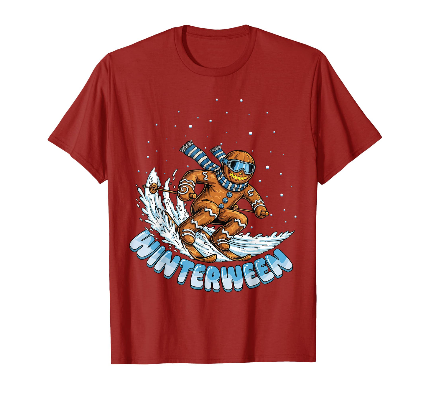 Winterween Winter Halloween Skeleton Pumpkin Skiing Skii T-Shirt