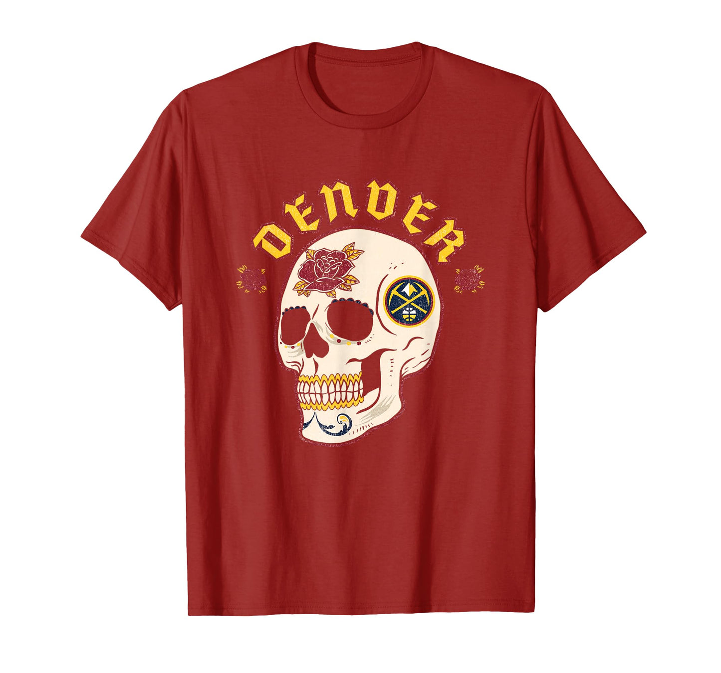 NBA Denver Nuggets Halloween Floral Skull T-Shirt