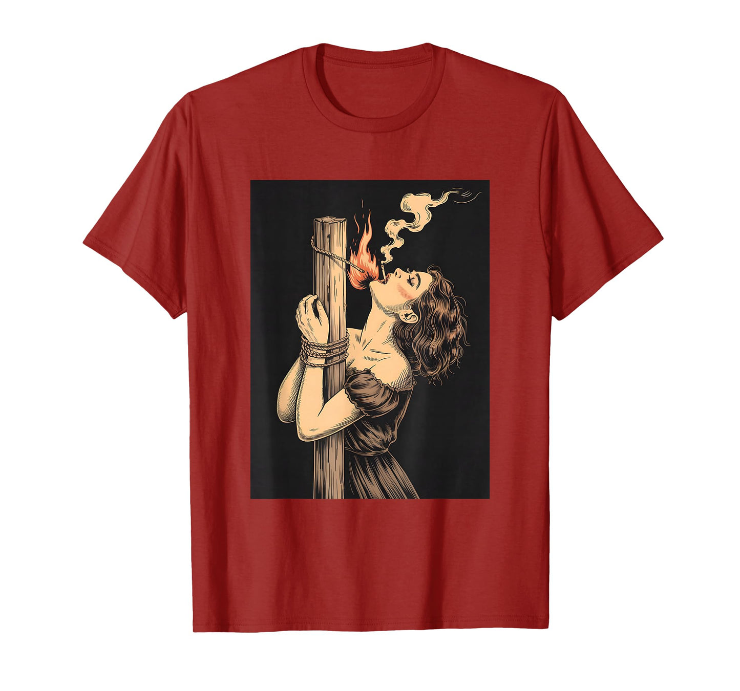 Satan Devil Hell Witch with Flames Cigarette Occult for Men T-Shirt