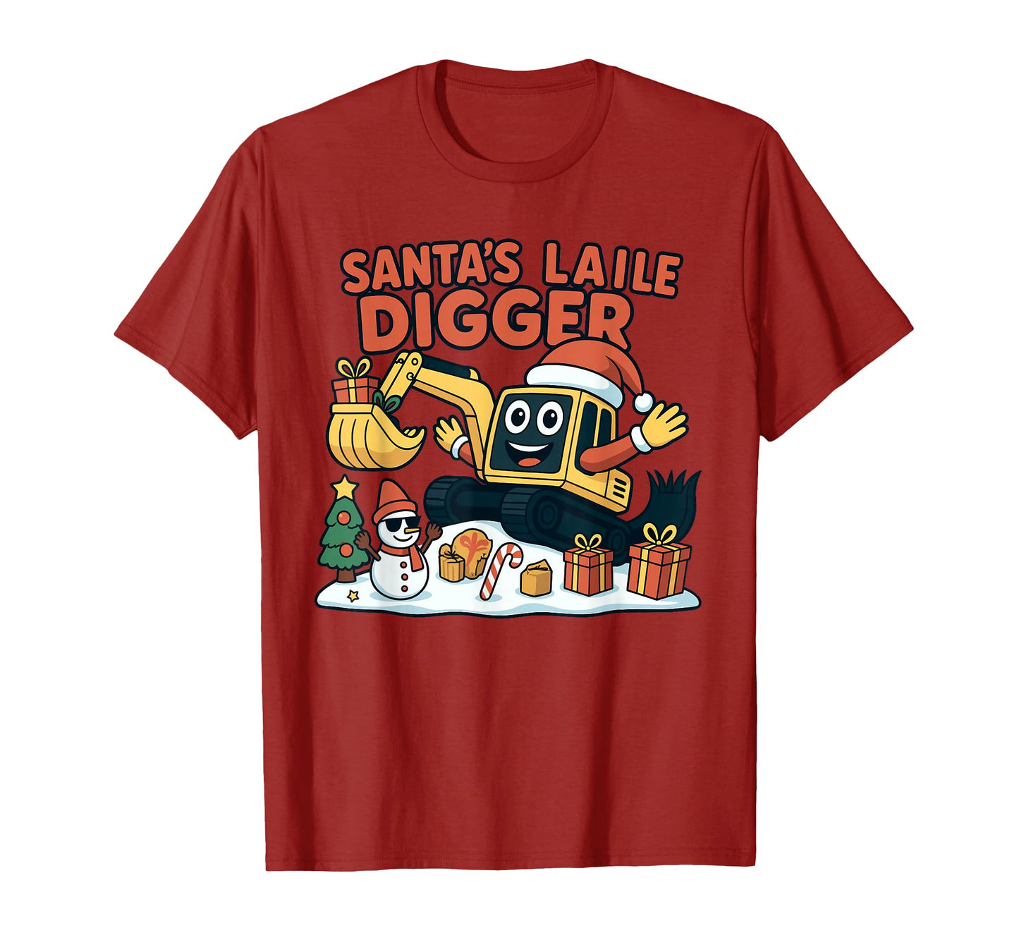 Christmas Santa Excavator Funny Holiday Digger T-Shirt