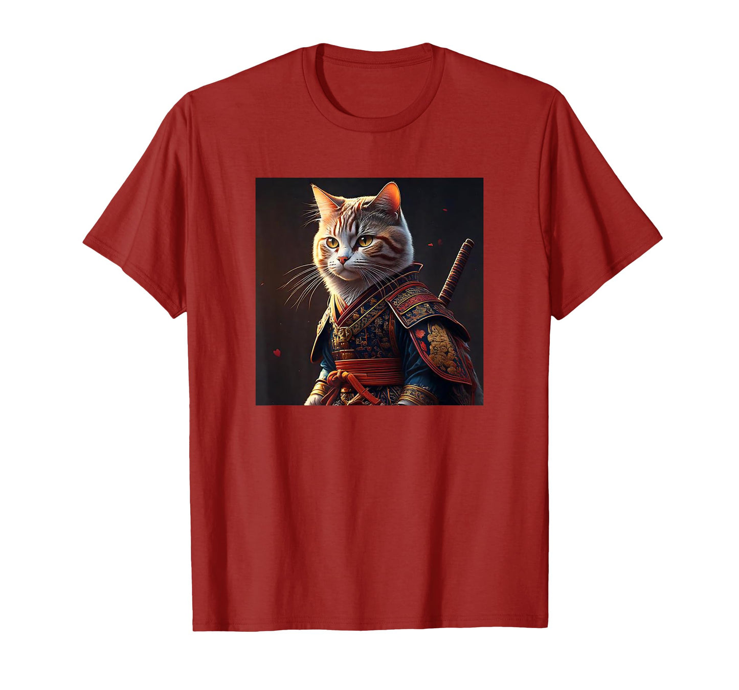 Kawaii Samurai Cat Portrait - Vintage Japanese Art Anime Cat T-Shirt