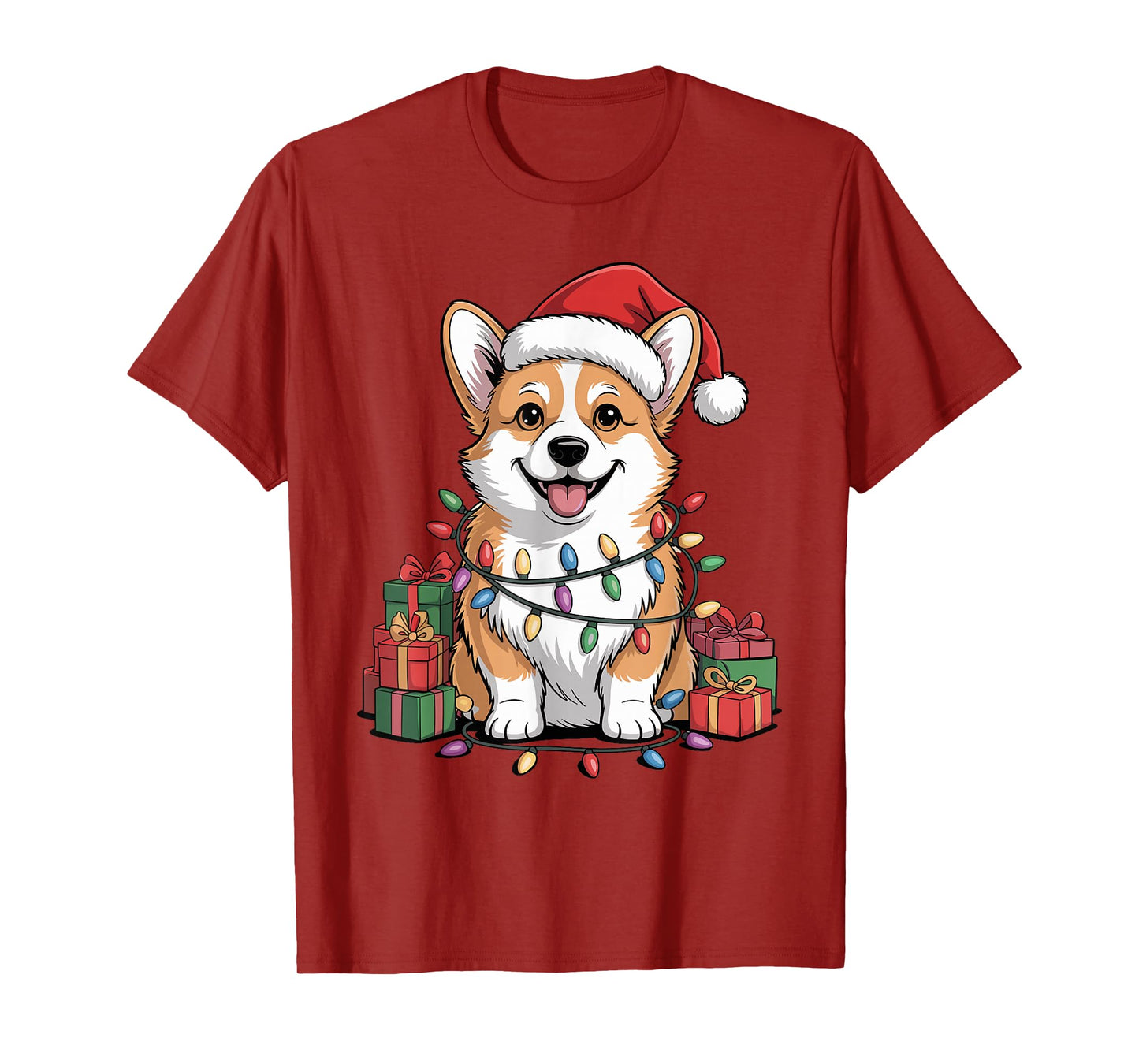 Pembroke Welsh Corgi Santa Hat Christmas Dog Lover Holiday T-Shirt