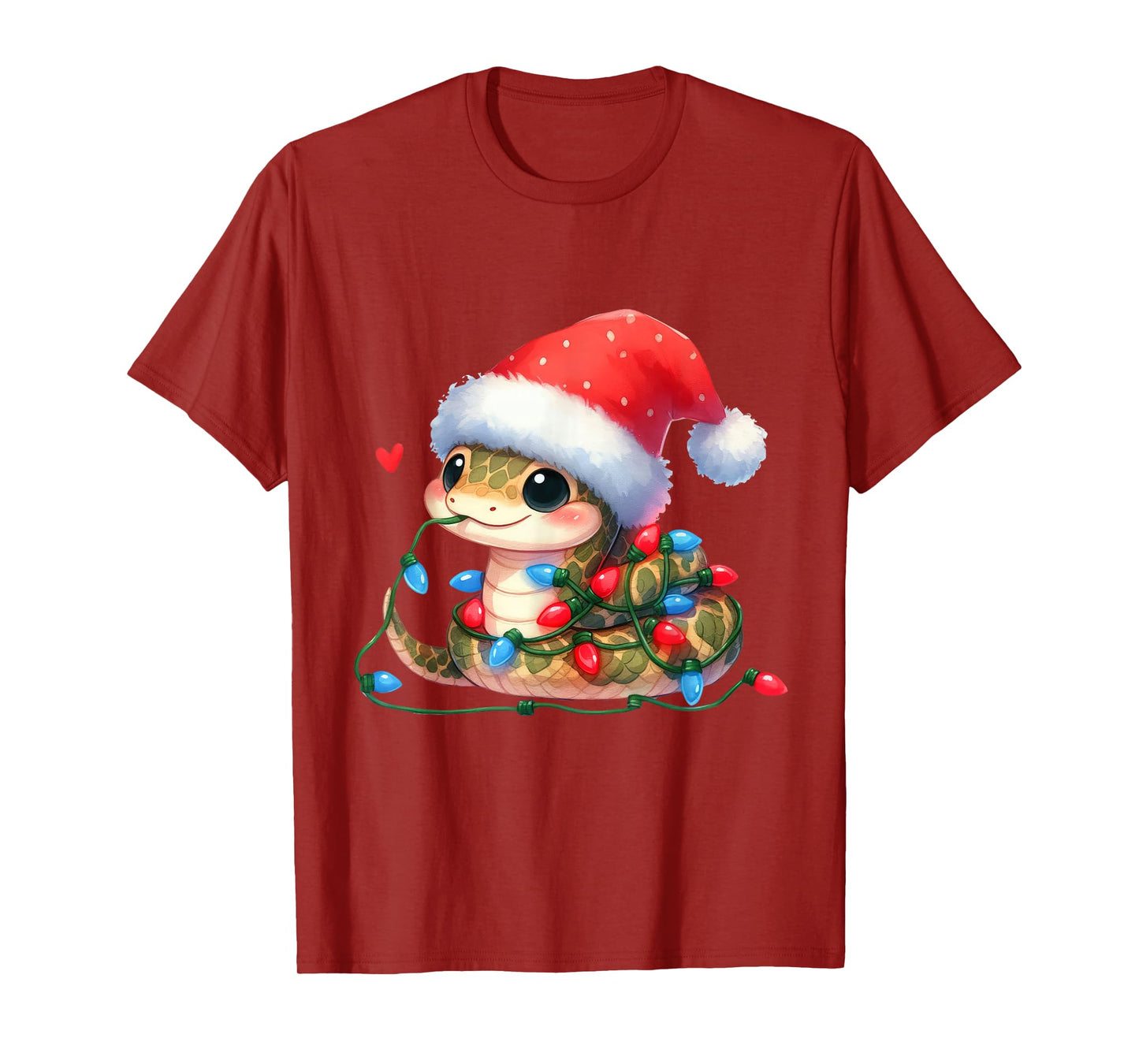 Snake Christmas Lights Funny Santa Hat Merry Xmas T-Shirt