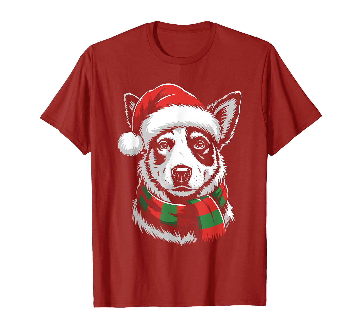 Cattle Dog Xmas Santa Hat Scarf Christmas Costume T-Shirt