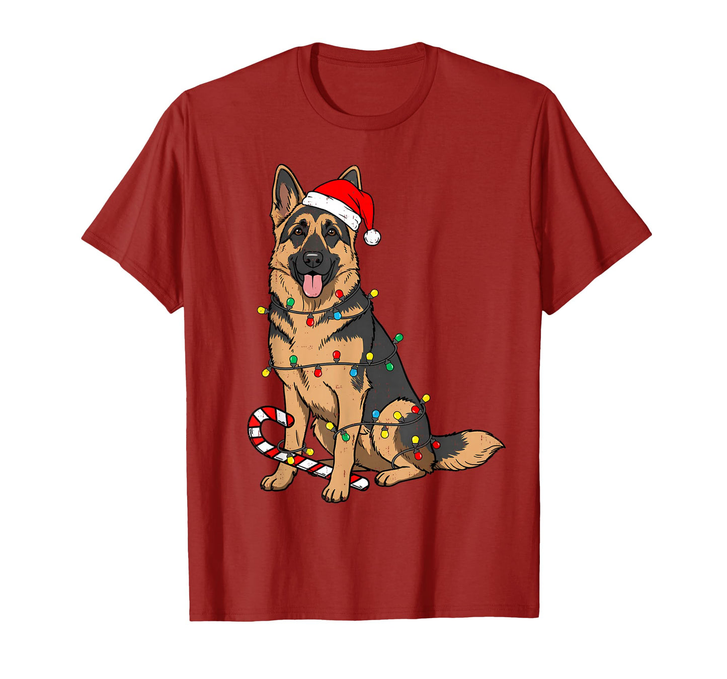 German Shepherd Dog Christmas Lights Xmas Pet Dog Lover T-Shirt
