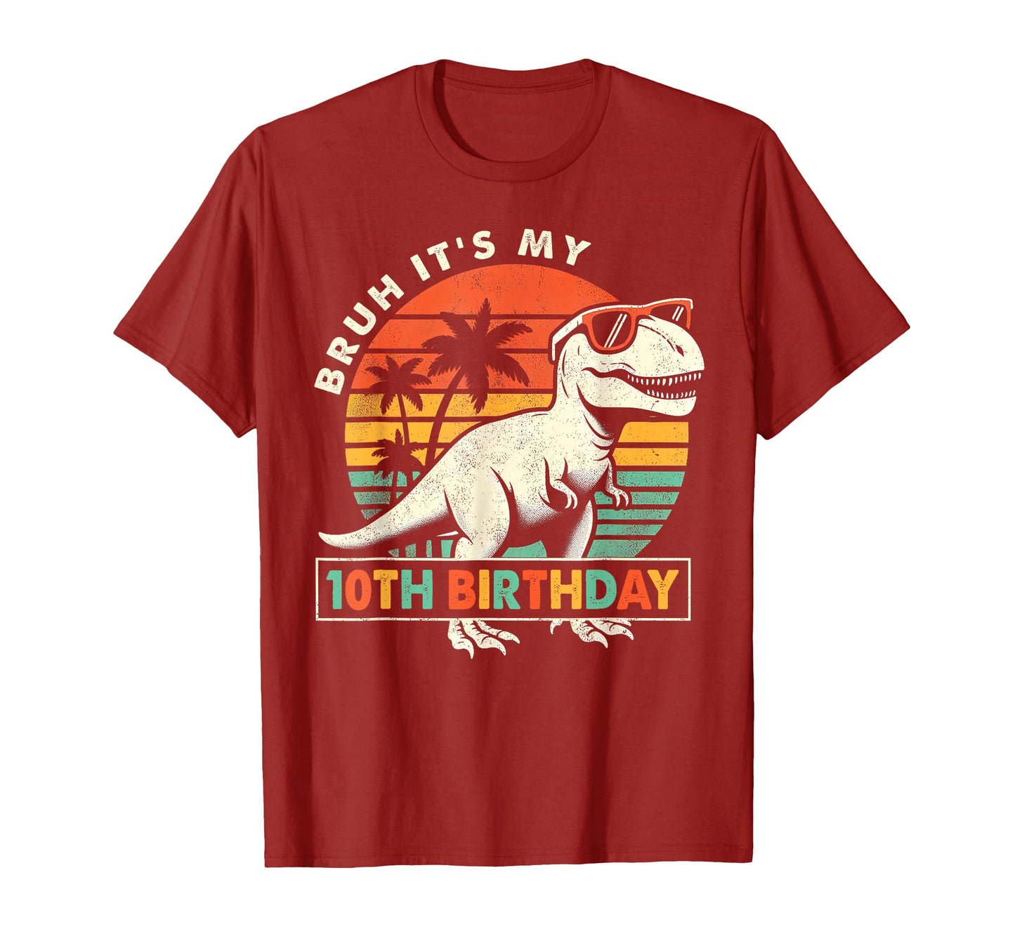 Bruh It's My 10th Birthday Dinosaur T Rex 10 Year Old Boys T-Shirt