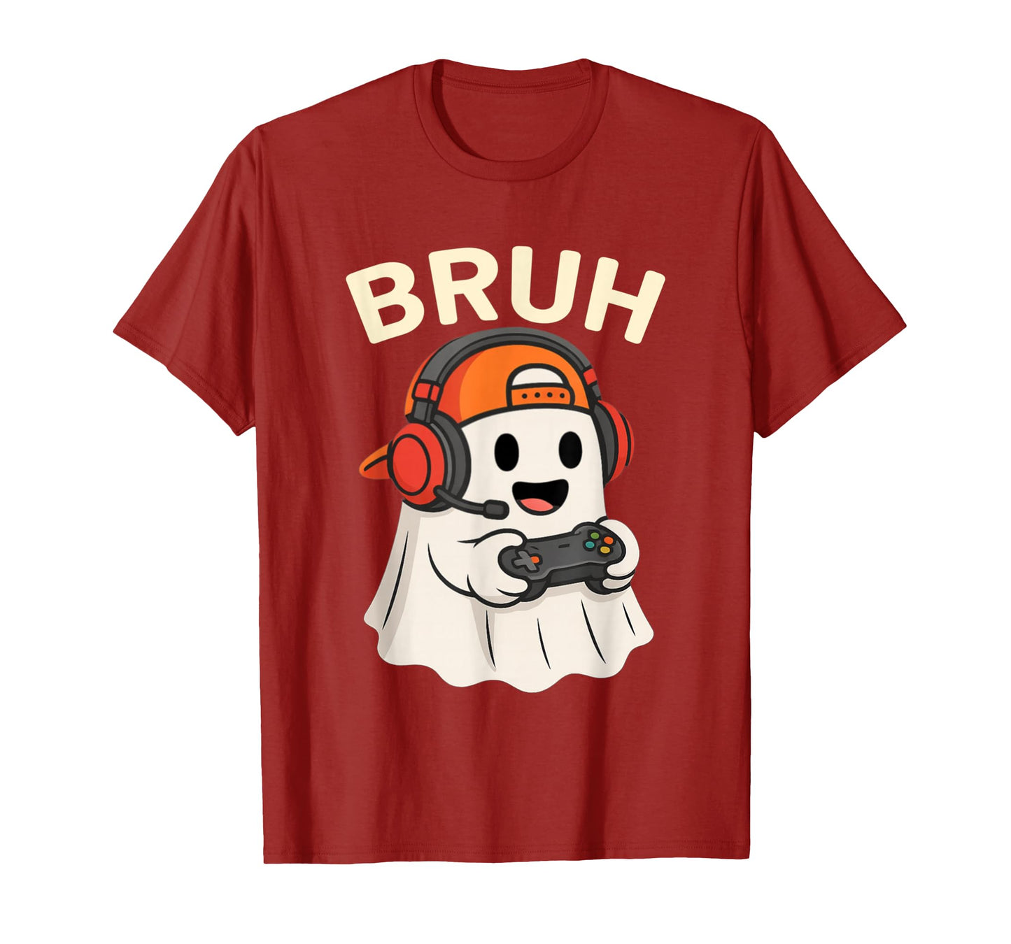 Bruh Halloween Ghost Gamer Funny Video Gaming Boys Men Kids T-Shirt