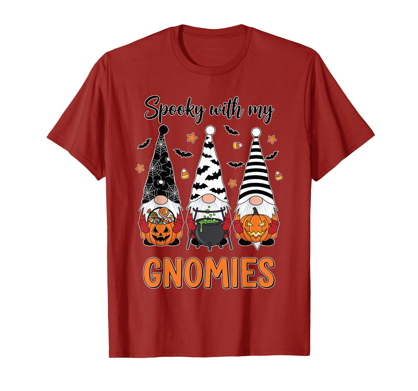 Halloween Gnome Spooky Vibes Pumpkin Candy Cauldron T-Shirt