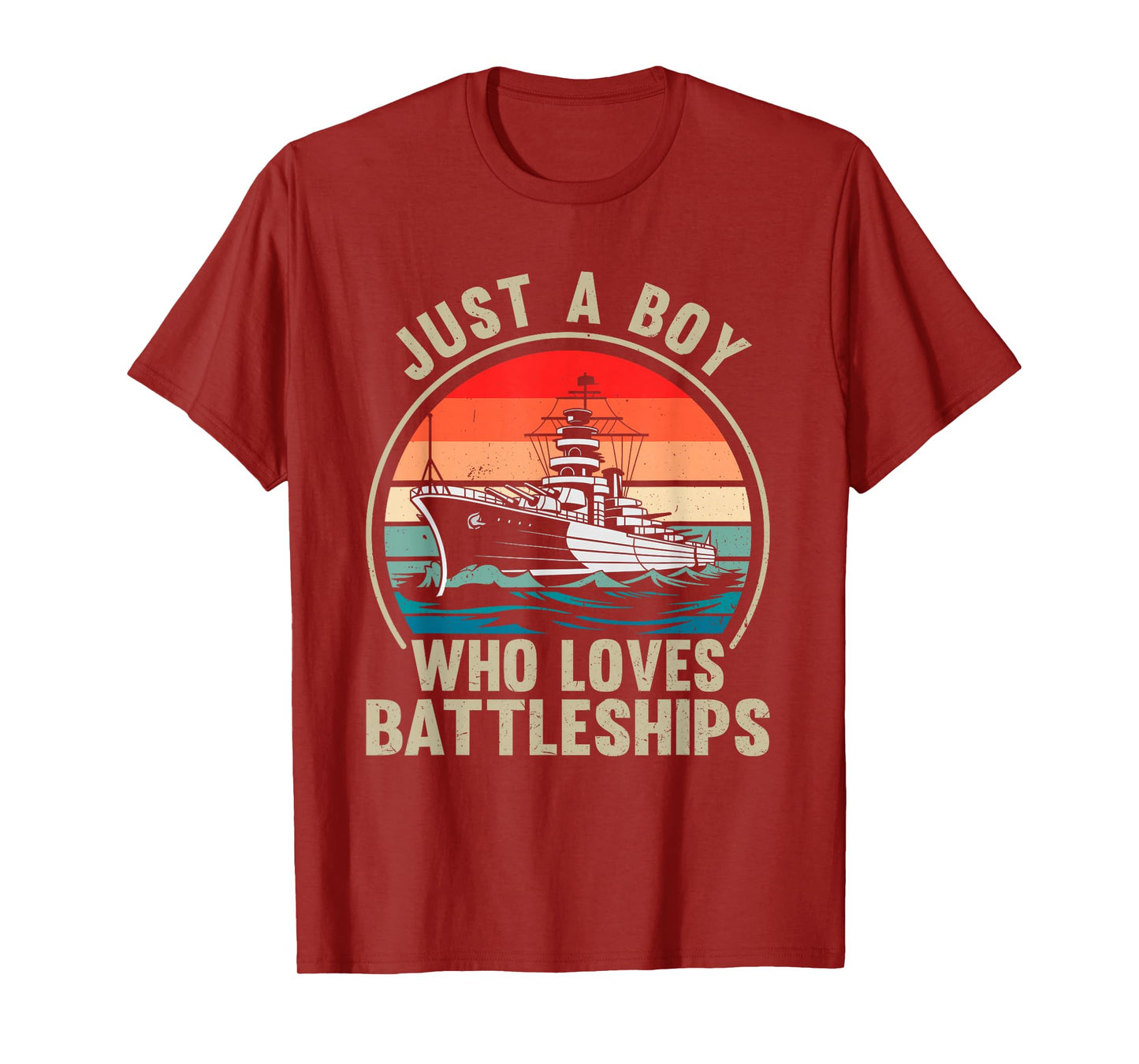 Just A Boy Who Loves Battleships Vintage Patriotic Military T-Shirt