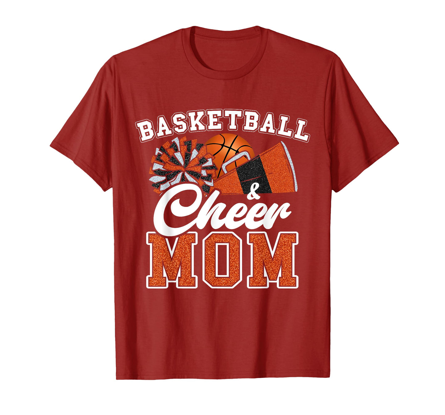 Proud Basketball & Cheer Mom Cheerleader Mom Mama Orange T-Shirt