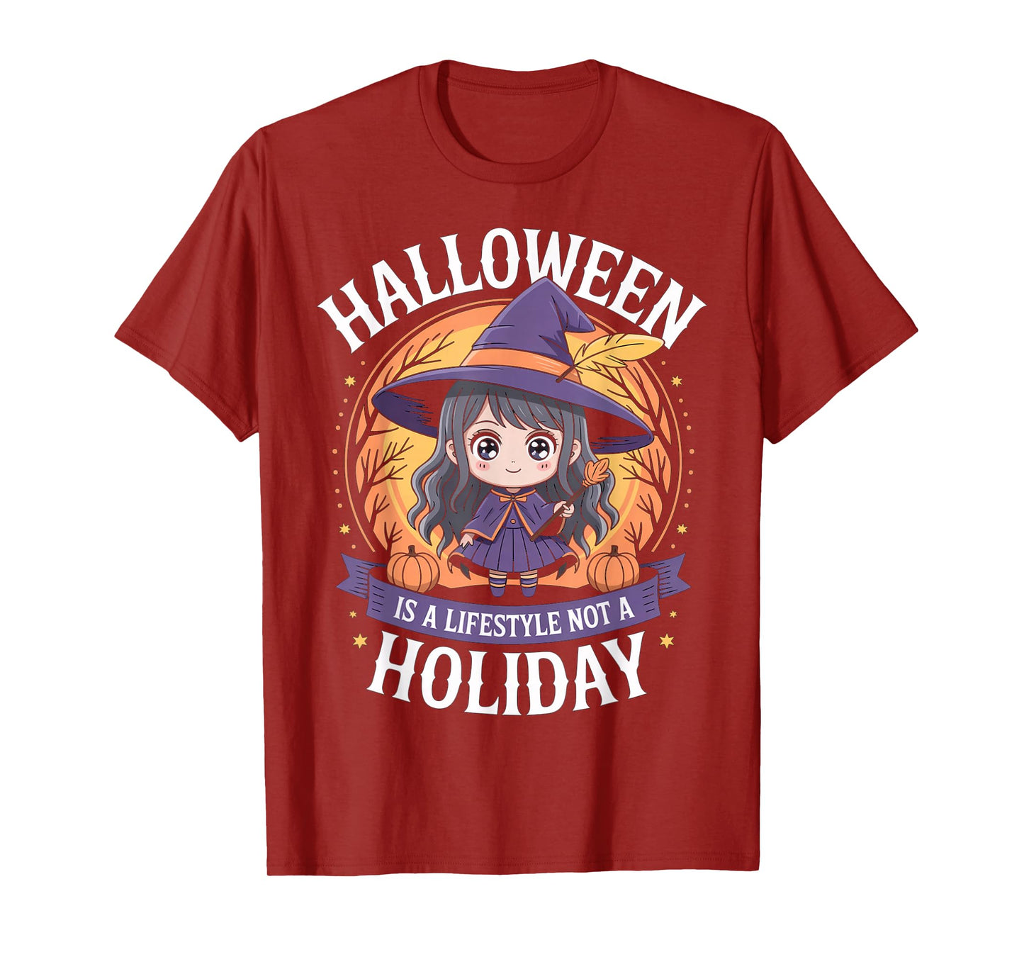 Halloween Anime Witch Chibi Lifestyle Not Holiday Girl Women T-Shirt