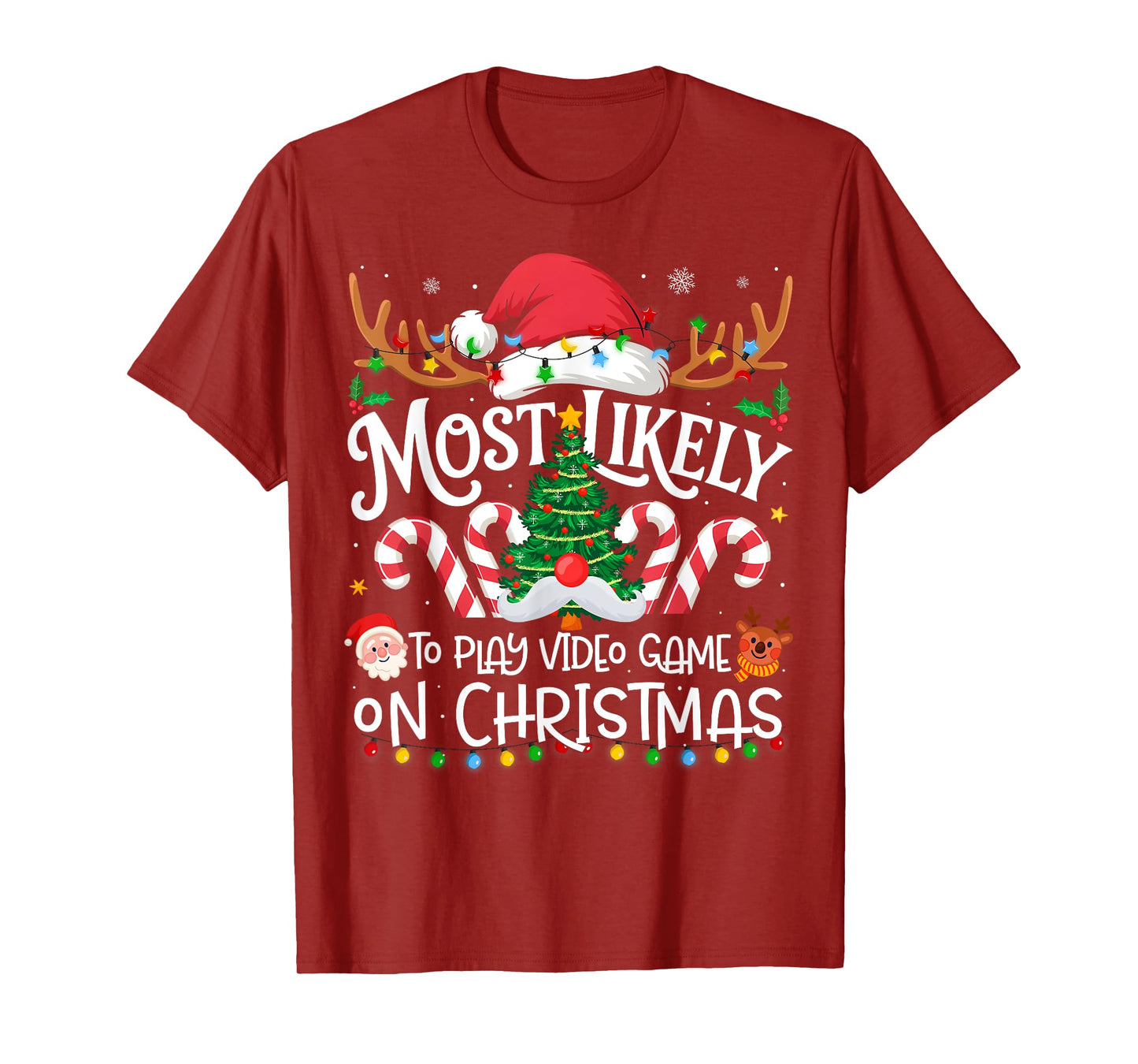 Most Likely to Play Video Games On Christmas Family Matching T-Shirt