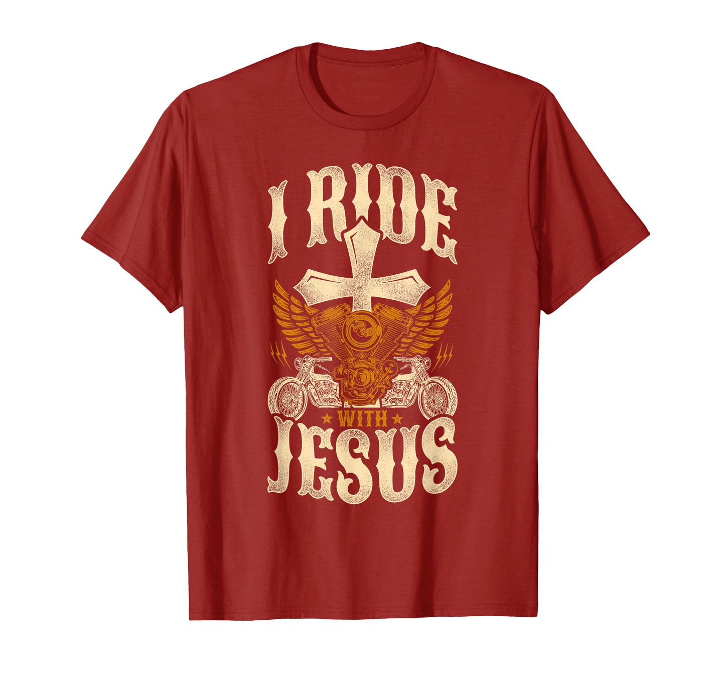 Classic Christian Motorcycle Biker I Ride With Jesus T-Shirt