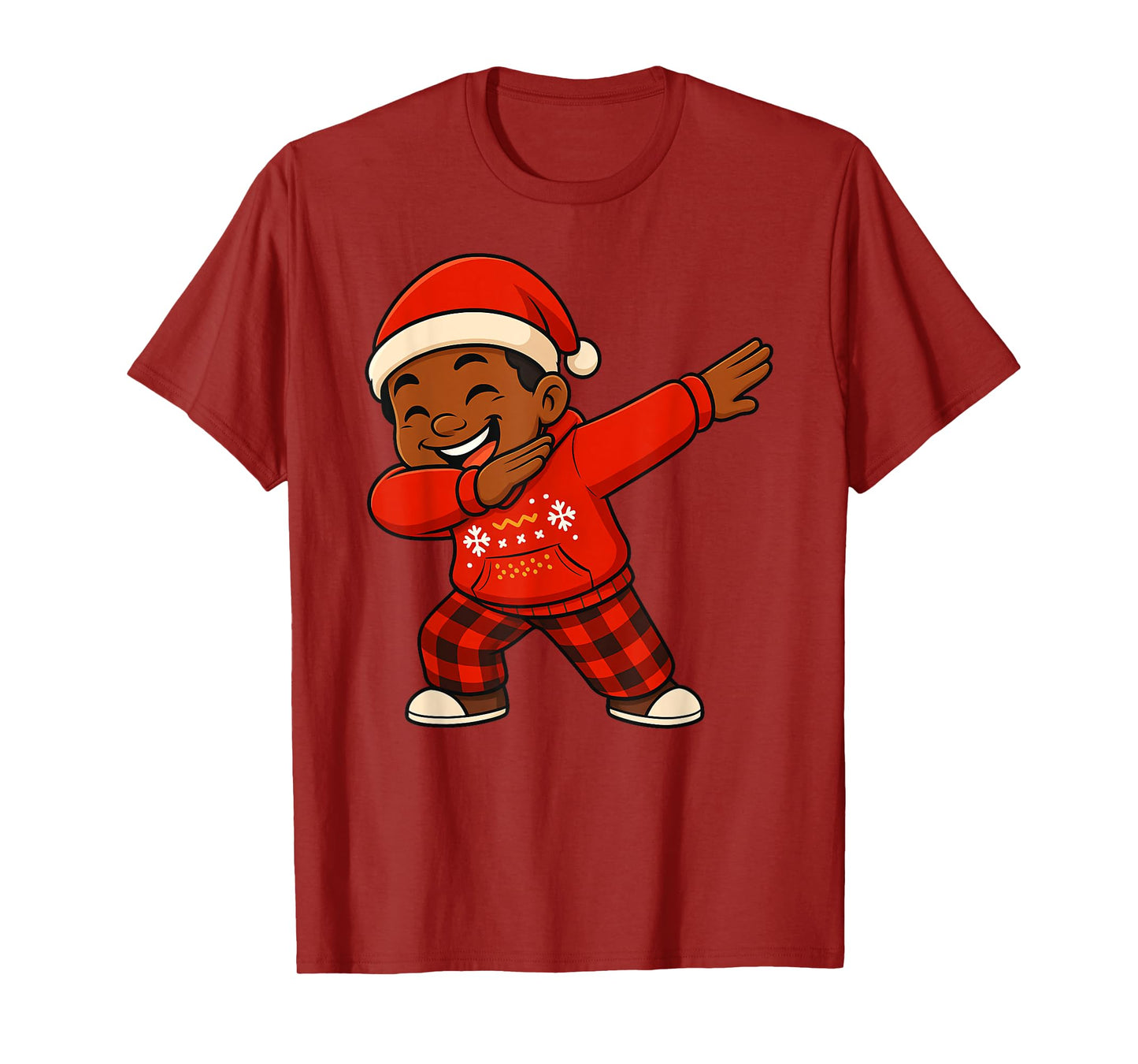 Funny Black Kid Dabbing Merry Christmas Santa Xmas Boys Girl T-Shirt