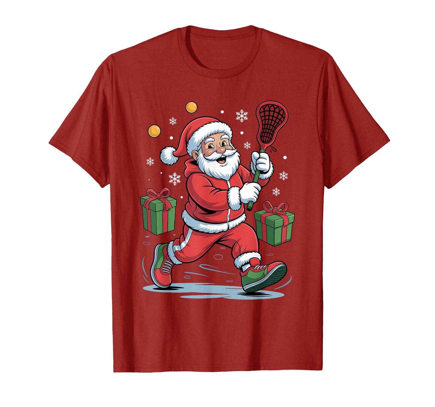 Funny Santa Playing Lacrosse Holiday Christmas Xmas Pajama T-Shirt