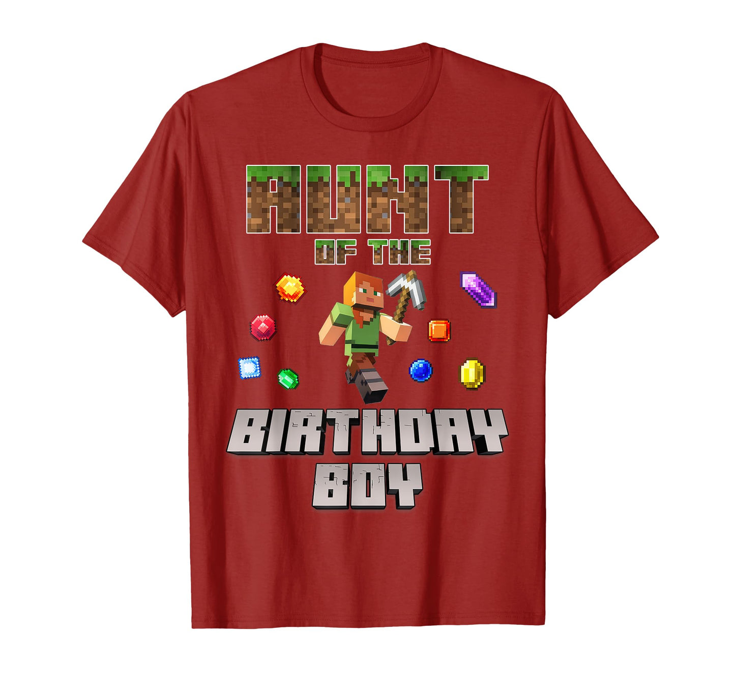 Aunt Of The Birthday Boy Video Gamer Pixel Number T-Shirt