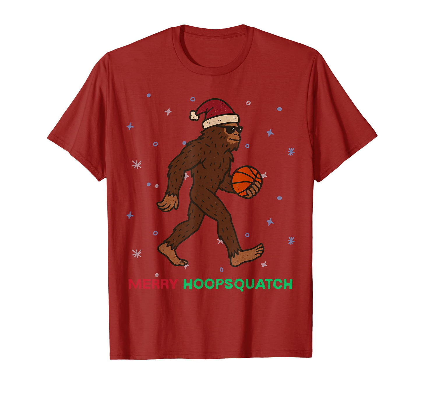 Sasquatch Basketball Xmas Holiday Funny Christmas T-Shirt