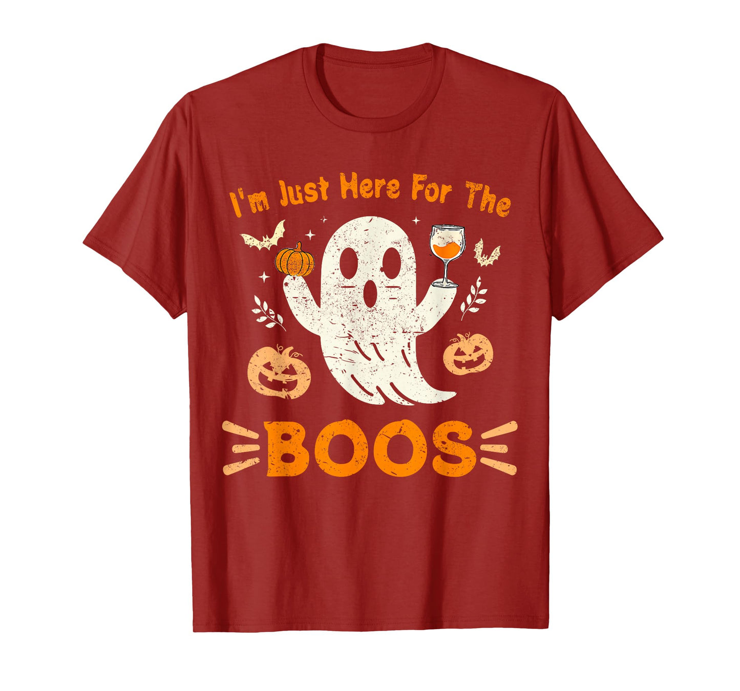I'm Just Here For The Boos Funny Ghost Retro Halloween T-Shirt