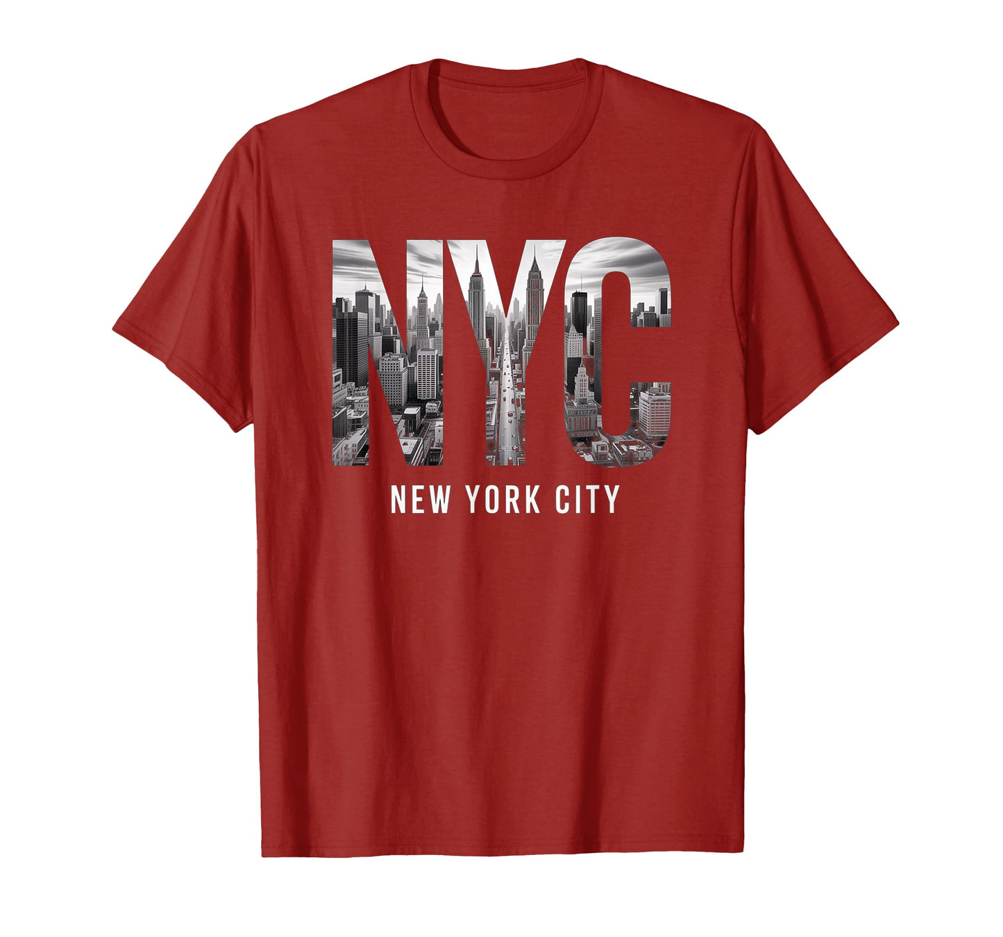 New York City Skyline Black and White Modern Typography T-Shirt