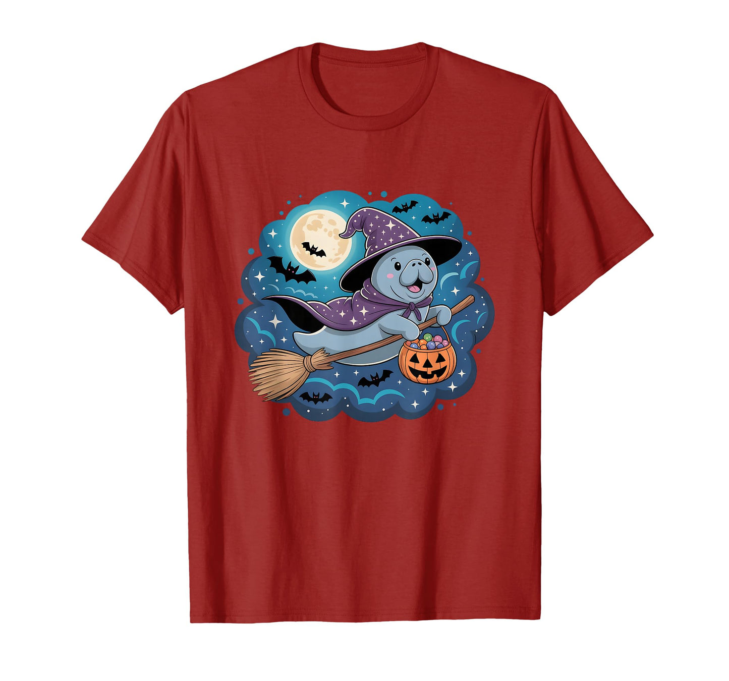 Cute Manatee Witch Halloween Funny Halloween Animal T-Shirt
