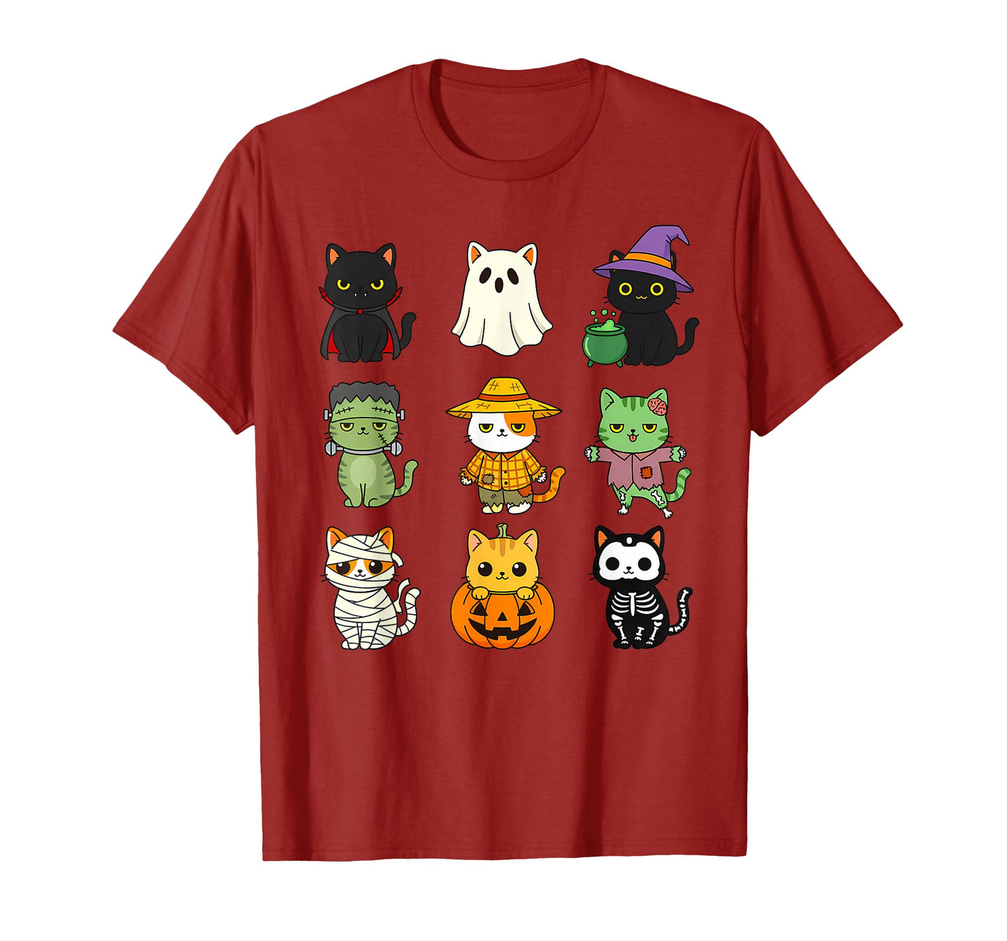 Cute Cat Halloween Costume Spooky Feline Kids Kawaii Kitten T-Shirt