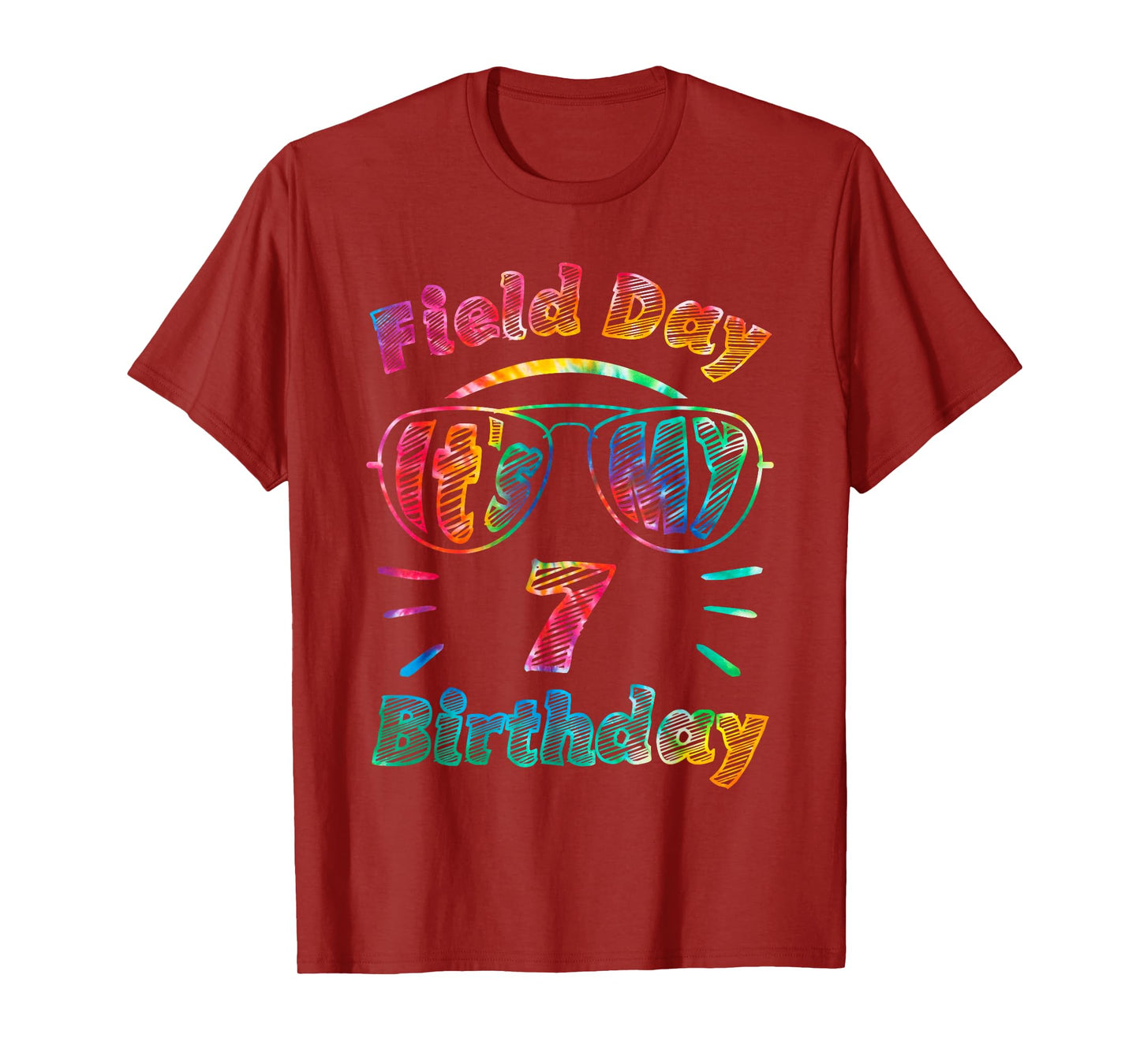 Field Day Is My 7th Birthday Seven Birthday Kids Tie Dye T-Shirt