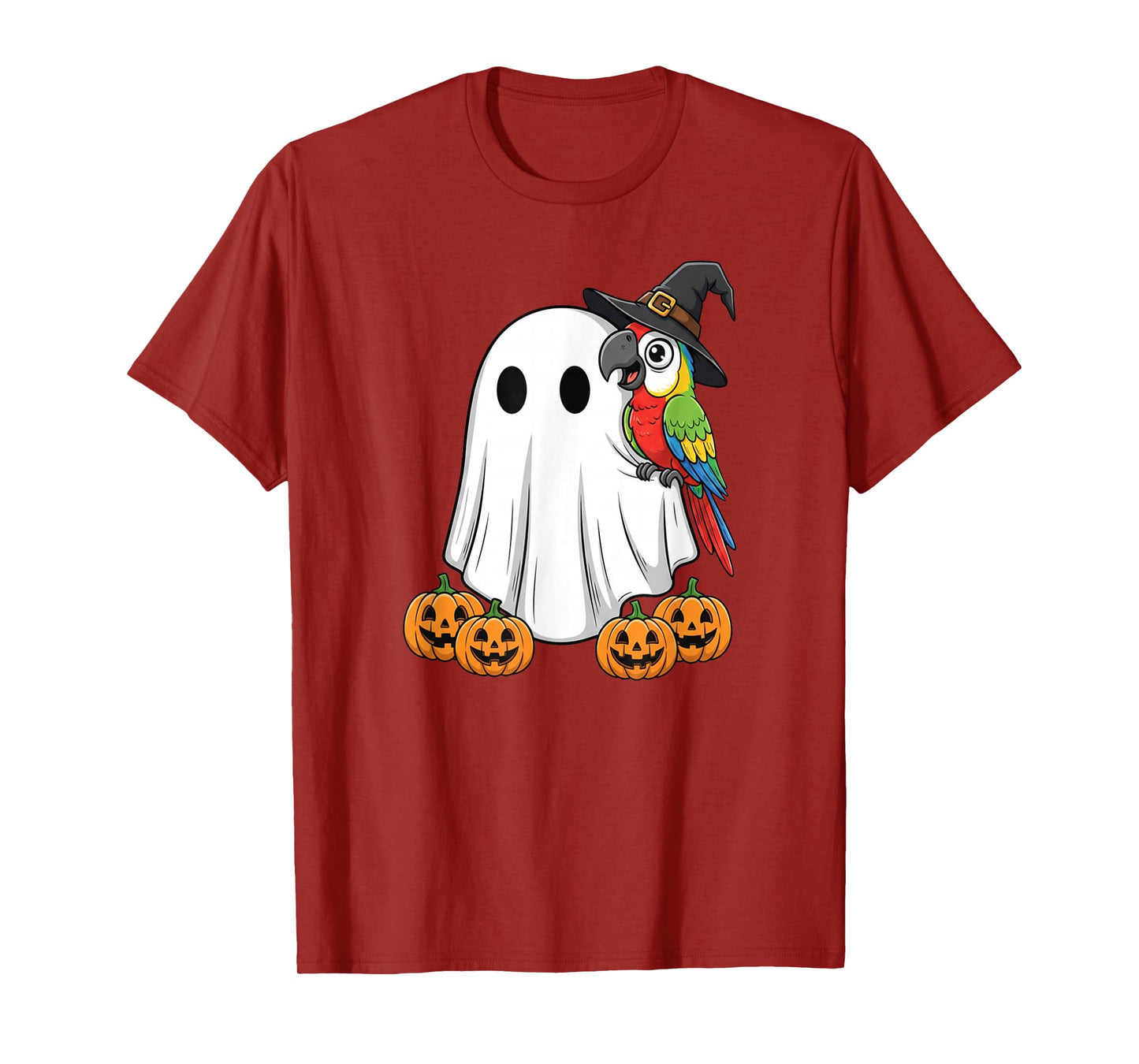 Funny Ghost Parrot Pumpkin Halloween Kids Mens Womens T-Shirt