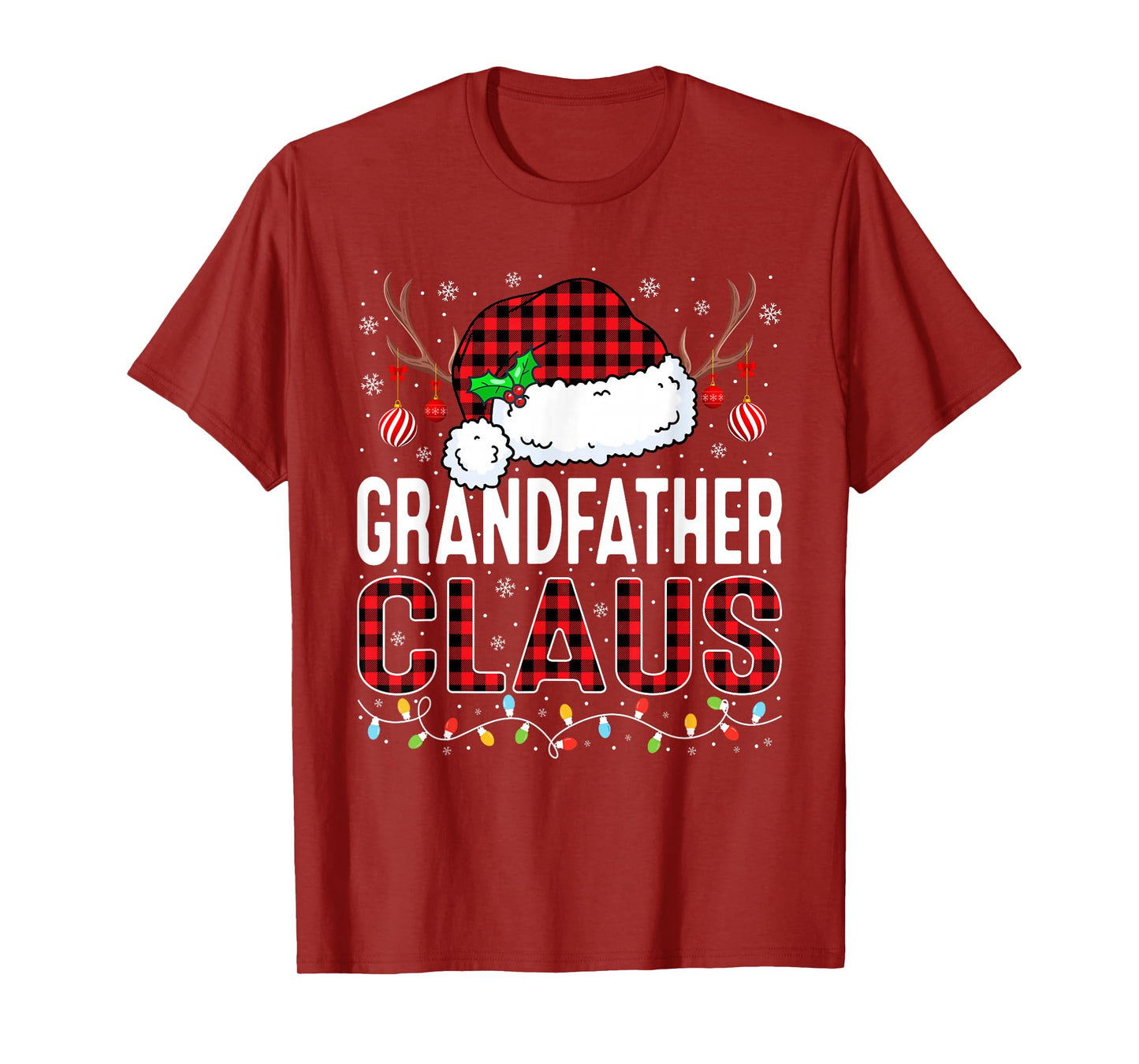 Christmas Lights Grandfather Claus Family Matching Pajama T-Shirt