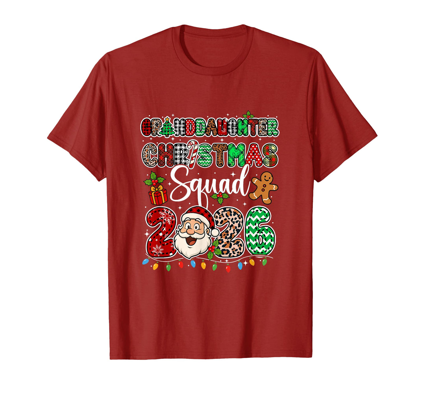 Grandddaughter Christmas Crew 2026 Leopard Santa Family T-Shirt
