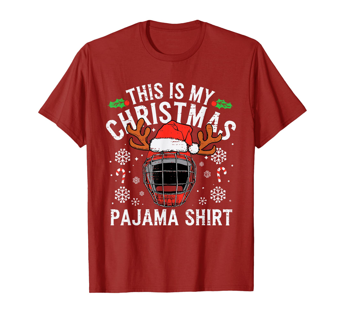 This Is My Hockey Christmas Pajama Shirt Sport Men Boys Kids T-Shirt