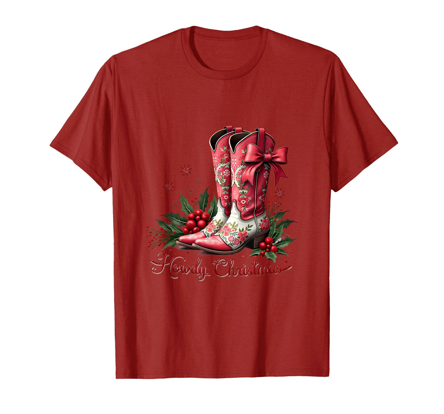 Cowgirl Boots Coquette Xmas Bow Western Howdy Christmas Club T-Shirt