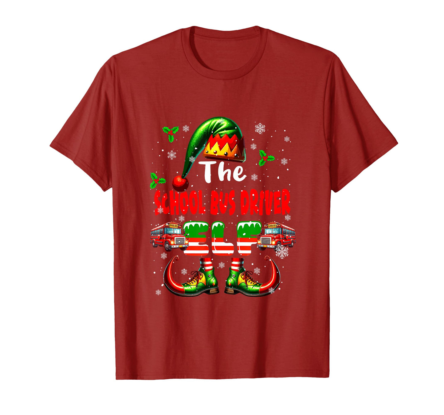 The School Bus Driver Elf Christmas Job Team Funny Parties T-Shirt