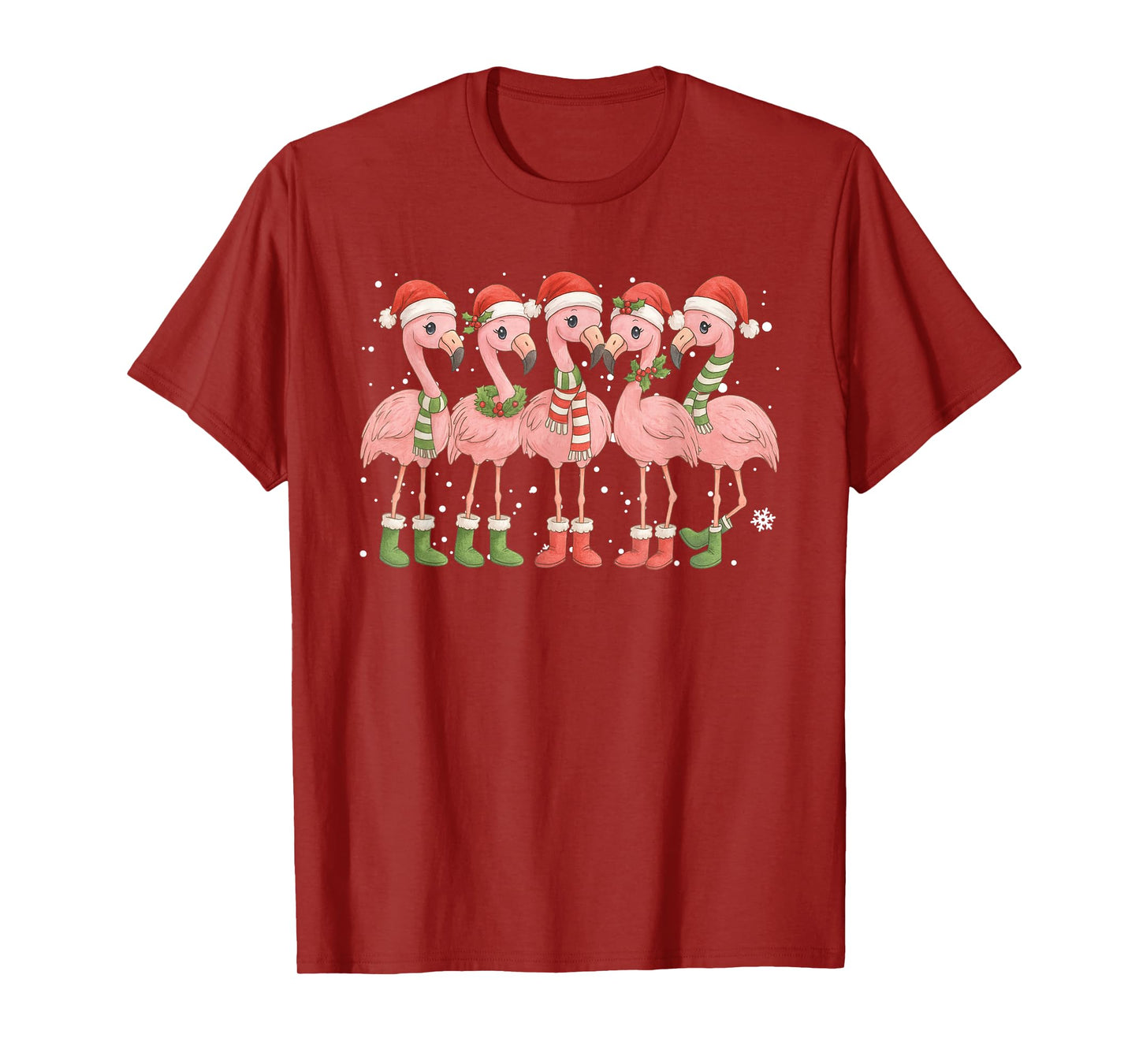 Funny Flamingo Santa Hat Christmas Holiday Family Pajama T-Shirt
