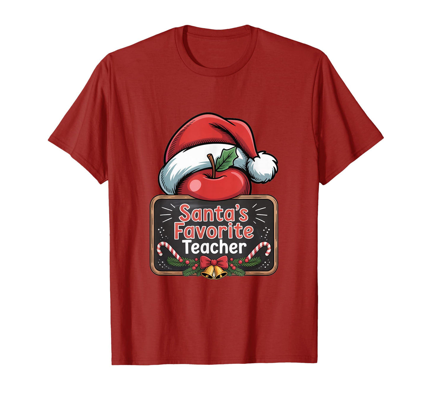 Santa’s Teacher Apple Christmas Design T-Shirt