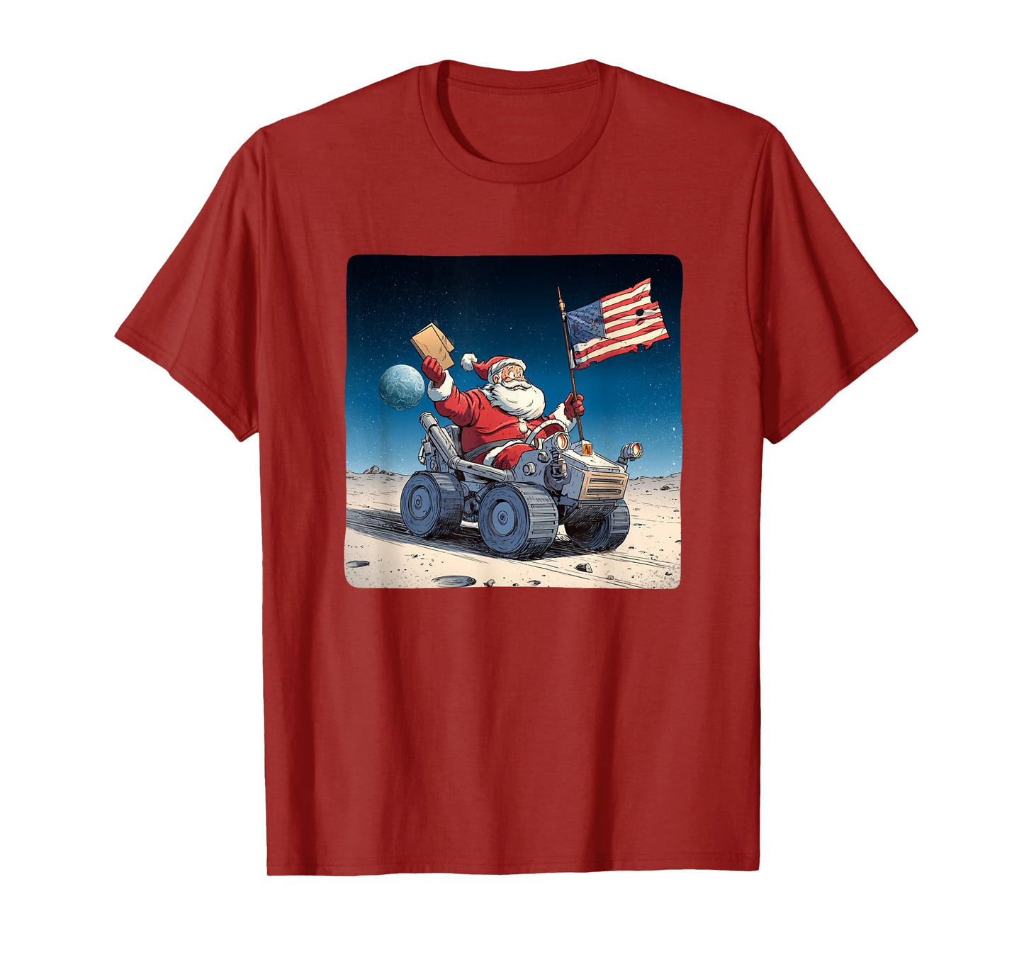 Funny Christmas on Moon with Santa Vehicle Costume T-Shirt